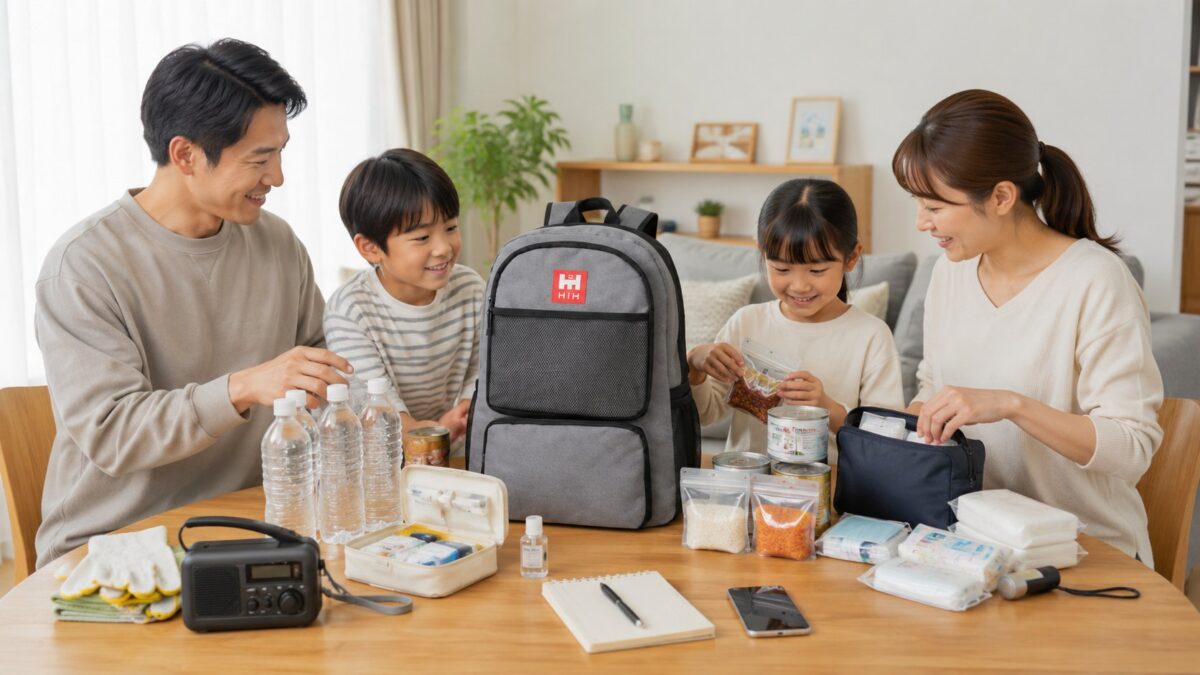 防災リュックを基本に水や食料を追加する家庭の備え